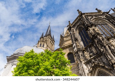 view of the Cathedral of Aachen at summer, germany
