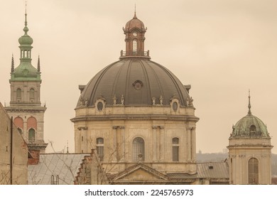 View to the cathedral of Lviv - cultural capital of Ukraine. Outdoor shot - Shutterstock ID 2245765973