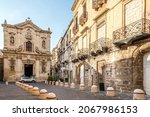 View at the Cathedral of San Cataldo in the streets of Taranto in Italy