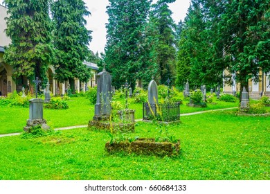 View of the cemetery of Saint Peter in Salzburg, Austria.