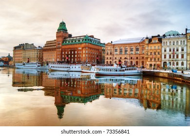 View of central Stockholm at dawn. - Shutterstock ID 73356841