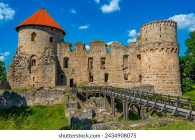 View of the Cesis castle in Latvia.