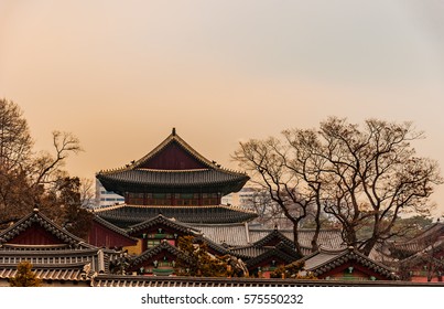 View Of Changdeokgung Palace Buildings Complex In Seoul From The Street