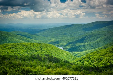 View Of The Charlottesville Reservoir From Moormans River Overlook, On Skyline Drive, In Shenandoah National Park, Virginia.