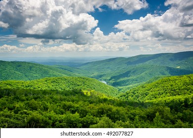 View Of The Charlottesville Reservoir From Moormans River Overlook, On Skyline Drive, In Shenandoah National Park, Virginia.