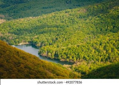 View Of The Charlottesville Reservoir From Moorman's River Overlook, On Skyline Drive, In Shenandoah National Park, Virginia.