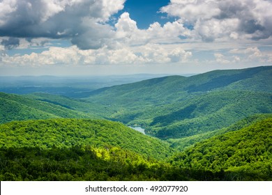 View Of The Charlottesville Reservoir From Moormans River Overlook, On Skyline Drive, In Shenandoah National Park, Virginia.