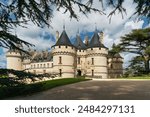 View of the Chateau Chaumont-sur-Loire, a medieval castle on the banks of the Loire, between the towns of Amboise and Blois on a sunny summer day, Loir-et-Cher, France