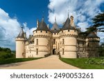 View of the Chateau Chaumont-sur-Loire, a medieval castle on the banks of the Loire, between the towns of Amboise and Blois on a sunny summer day, Loir-et-Cher, France