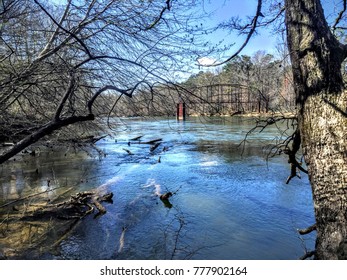 A View Of The Chattahoochee River Along Jones Bridge Park  Trail.