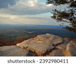 View from the Cheaha Mountain close to sunset. This is the highest peak in the state of Alabama.                        