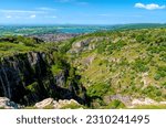 View of Cheddar Gorge towards Cheddar Reservoir Somerset England UK beautiful English countryside