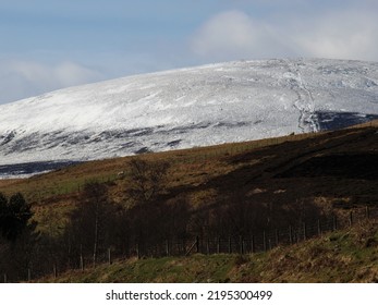 View Of The Cheviot In North Northumberland, England On A Winter Day.