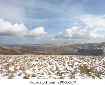 View Of The Cheviot In North Northumberland, England On A Winter Day.