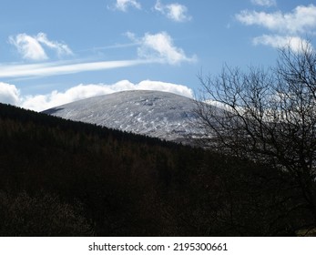 View Of The Cheviot In North Northumberland, England On A Winter Day.