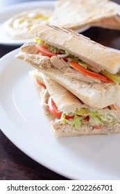 A View Of A Chicken Panini Sandwich.