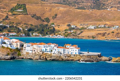 View of Chora town on the beautiful Andros island in Cyclades, Greece, Europe - Shutterstock ID 2206542231
