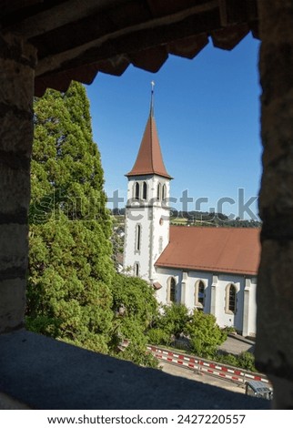 view of the church architecture, building, church, day, europe, murten, switzerland, travel