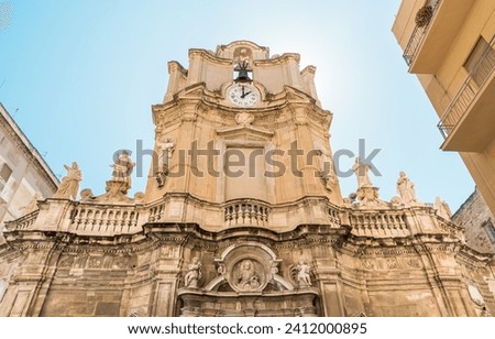 View of the church of the Souls of Purgatory or Anime del Purgatorio in Trapani town, western Sicily, Italy