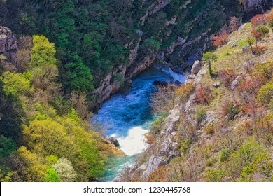 View of the Cikola river canyon in Dalmatia Croatia.
