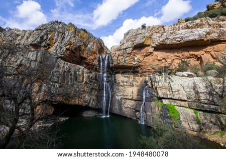View of the Cimbarra waterfall in Sierra Morena in the town of Aldeaquemada - Jaen - Andalusia - Spain