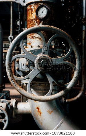 A view of a circular handle inside the coal power plant at the long abandoned Indiana Army Ammunition Plant, which produced black powder and mostly closed after the Vietnam War.