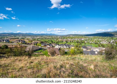 View of the cities of Liberty Lake, Spokane Valley, Otis Orchards and Post Falls from a hilltop in Liberty Lake, Washington, USA.