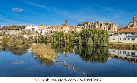View of the city of Alba de Tormes, on the banks of the Tormes River, in the province of Salamanca, in Spain