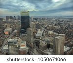 View of the city of Boston from the Prudential Center Skywalk Observation deck, MA, USA