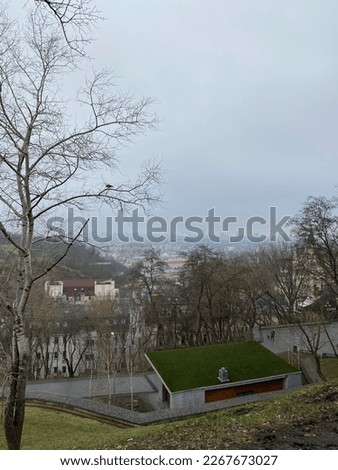 Similar – Image, Stock Photo peek over the city Sky