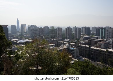 View Of The City Center From Santa Lucía Hill, A Small Hill In The Centre Of Santiago, Chile