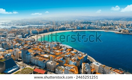 View of the city of A Coruna. A large city in northwestern Spain, a resort and port. Galicia, Spain