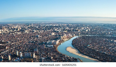 View Of The City Of Krasnodar From The Air. Russia, Krasnodar Territory, Seversky District