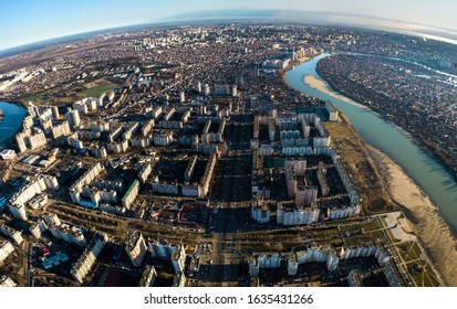 View Of The City Of Krasnodar From The Air. Russia, Krasnodar Territory, Seversky District