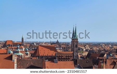 View at the city of Nuremberg, bird eye view