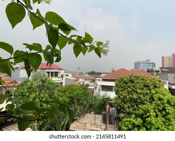 View Of City From The Roof . April 13, 2022. Grogol Petamburan , West Jakarta. Indonesia.