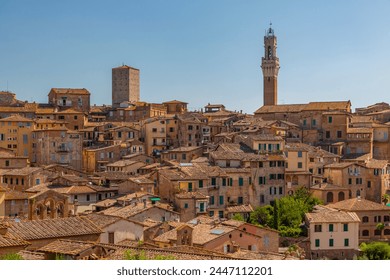 View of city skyline including Campanile of Palazzo Comunale, Siena, Tuscany, Italy, Europe - Powered by Shutterstock