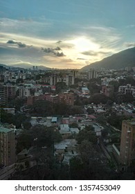view of the city at sunset