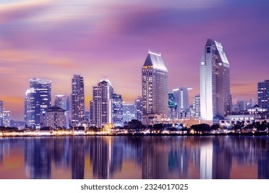 View of  cityscape at Night , San Diego, California, USA - Powered by Shutterstock