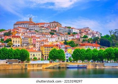 View of cityscape of old town of Coimbra, Portugal