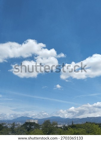 View of the clear blue sky with the background of Mount Tangkuban Parahu Bandung 