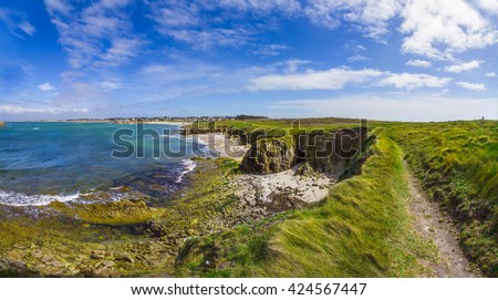 View of the cliff of Cote sauvage Bretagne France