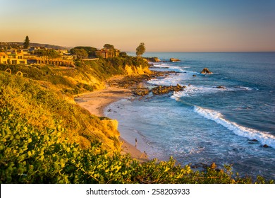 View of cliffs along the Pacific Ocean, from Corona del Mar, California.