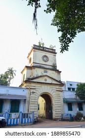 View Of Clock Tower Archway, A Century Old Landmark Built During French Colonization. Chandannagar, India - January 2, 2021.