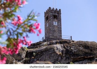 view of the clock tower of Sortelha in Guarda, Portugal
