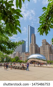 View Of Cloud Gate, The Bean, Millenium Park, Downtown Chicago, Illinois, United States Of America, North America 1-7-2019