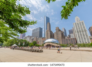 View Of Cloud Gate, The Bean, Millenium Park, Downtown Chicago, Illinois, United States Of America, North America 1-7-2019