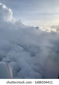 View of clouds in airplane.