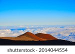 A view of the clouds and sea at sunset on the mountain. Located on the Big Island of Hawaii. USA. June 2019.