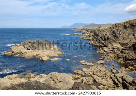 View of coastline from the atlantic drive, achill island, county mayo, connacht, republic of ireland (eire), europe